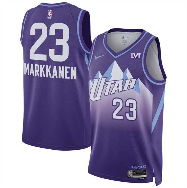 Mens Utah Jazz #23 Lauri Markkanen Purple 2024-25 City Edition Stitched Jersey Dzhi